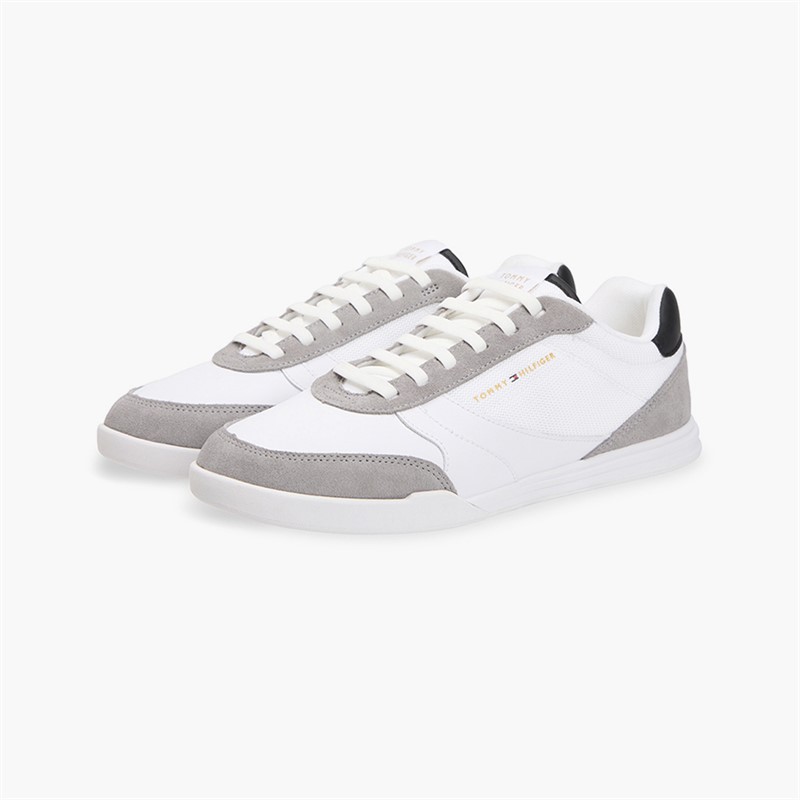 Tommy Hilfiger Mens Low Pro Leather Mix Trainers White