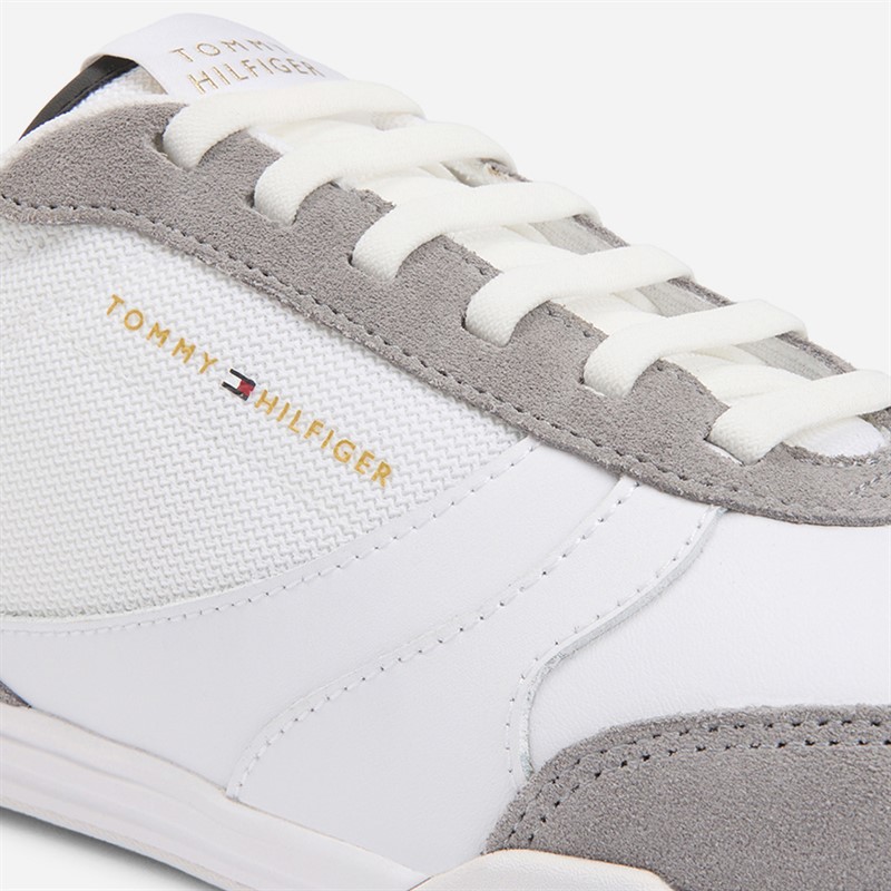 Tommy Hilfiger Mens Low Pro Leather Mix Trainers White