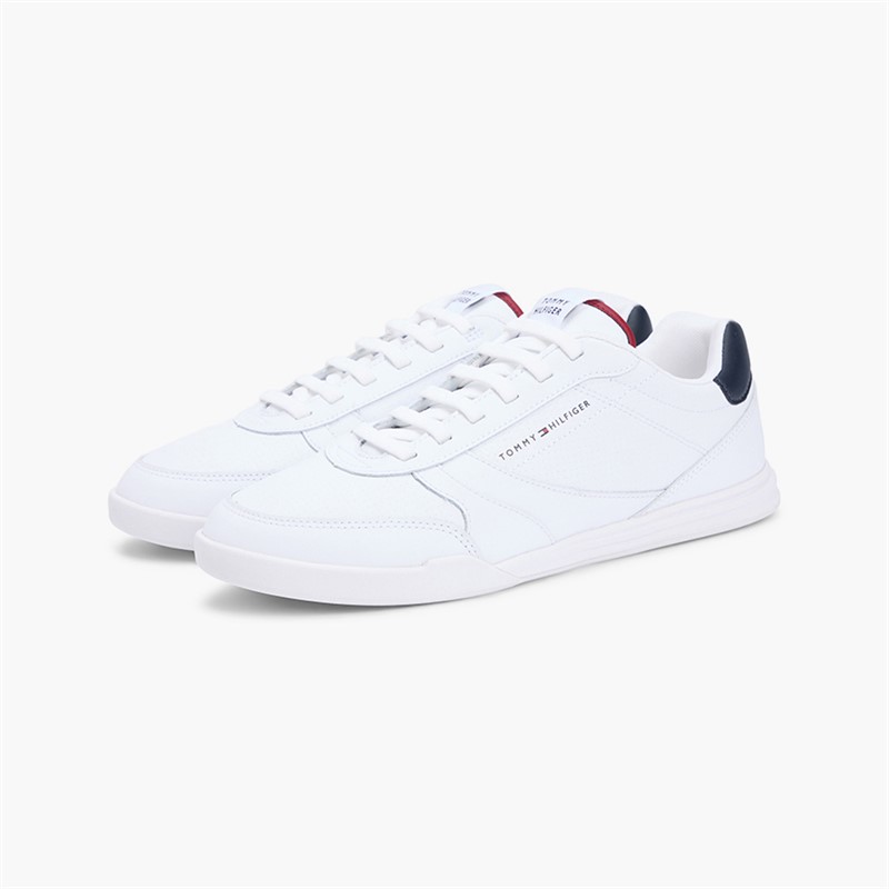 Tommy Hilfiger Mens Low Pro Leather Trainers White