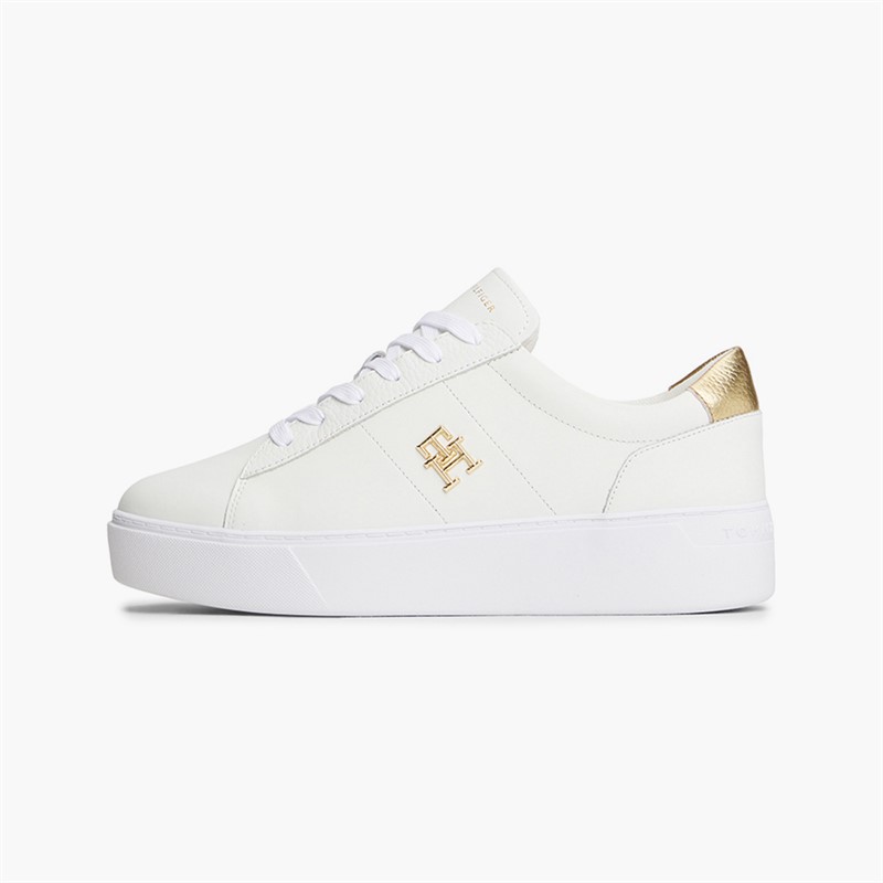 Tommy Hilfiger Womens Platform Court Trainers White