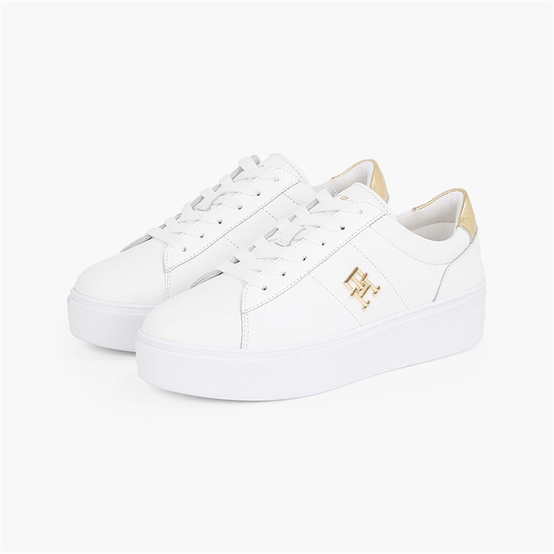 Tommy Hilfiger Womens Platform Court Trainers White