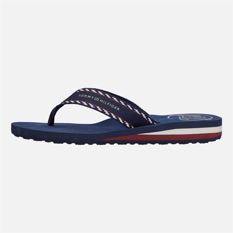 Tommy Hilfiger Womens Webbing Flip Flops Space Blue
