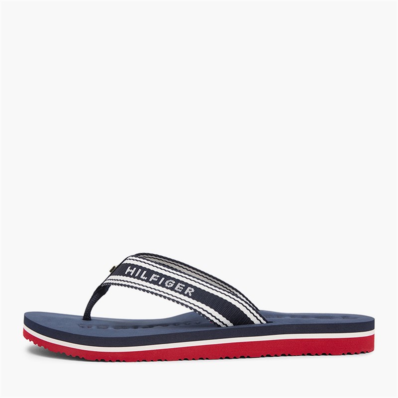 Tommy Hilfiger Mens Womens Webbing Flip Flops Rwb