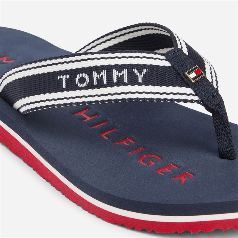 Tommy Hilfiger Mens Womens Webbing Flip Flops Rwb