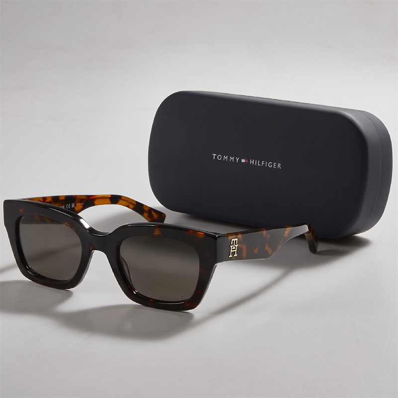 Tommy Hilfiger Womens Rectangular Sunglasses Havana