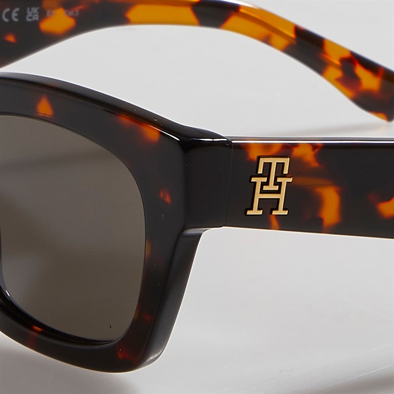 Tommy Hilfiger Womens Rectangular Sunglasses Havana