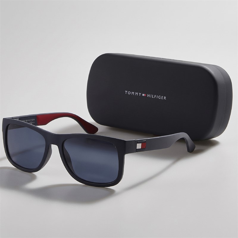 Tommy Hilfiger Mens Rectangular Sunglasses Blue/Red Blue Red