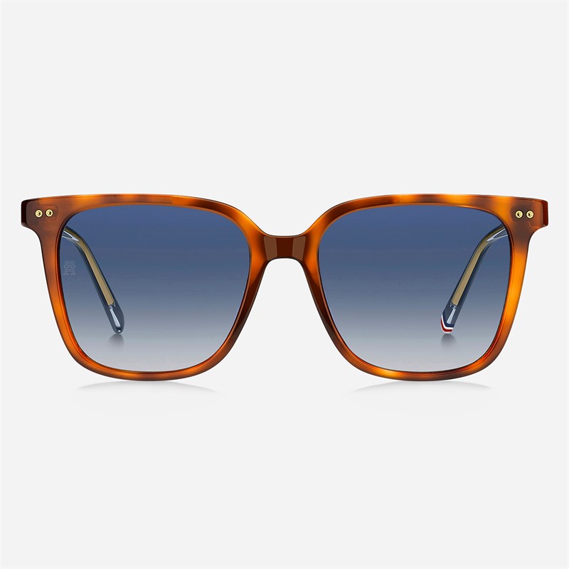 Tommy Hilfiger Womens Square Sunglasses Red Havana