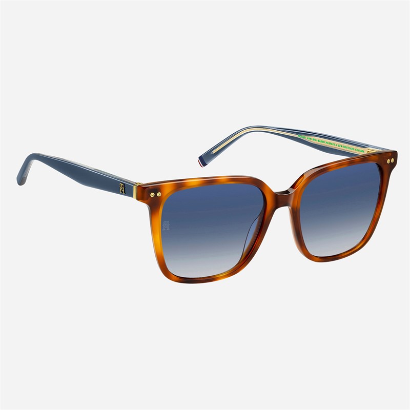 Tommy Hilfiger Womens Square Sunglasses Red Havana