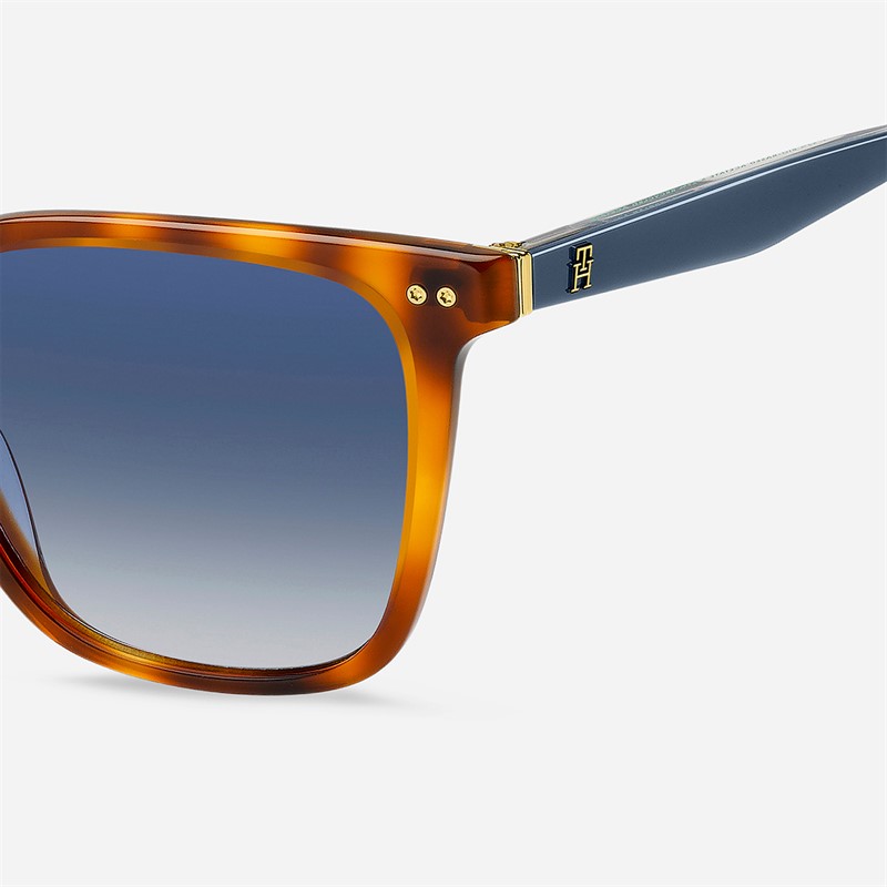 Tommy Hilfiger Womens Square Sunglasses Red Havana