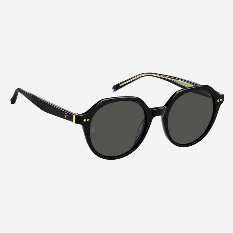 Tommy Hilfiger Womens Round Geometrical Sunglasses Black