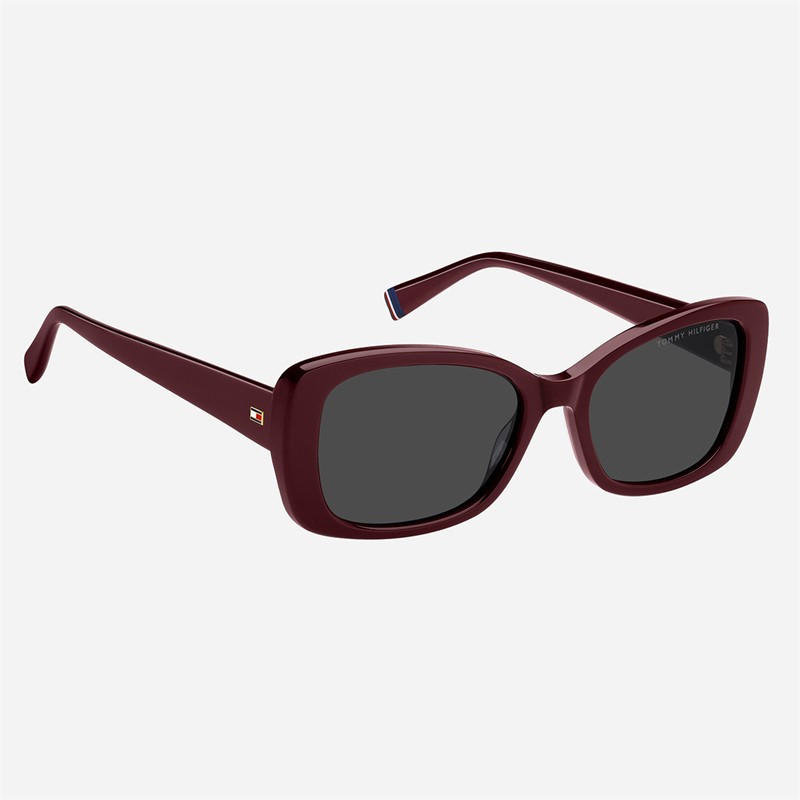 Tommy Hilfiger Womens Rectangular Sunglasses Burgundy 2