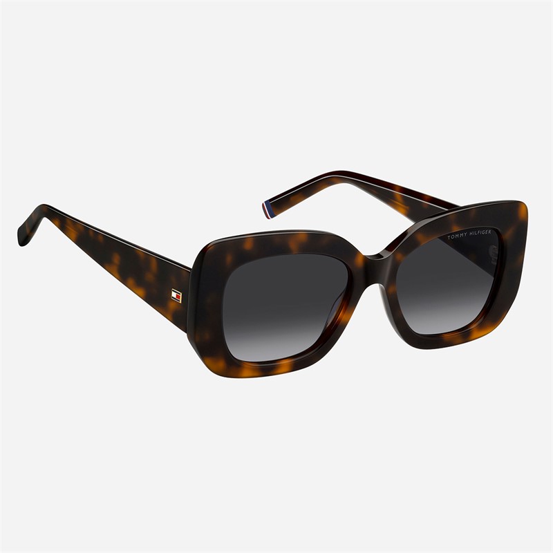 Tommy Hilfiger Womens Rectangular Sunglasses Havana