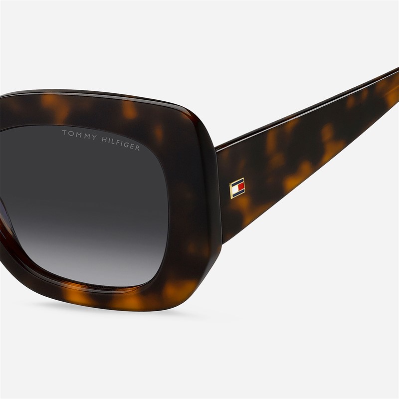 Tommy Hilfiger Womens Rectangular Sunglasses Havana