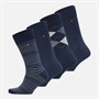Tommy Hilfiger Mens Check Stripe Four Pack Crew Socks Navy