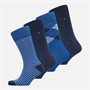 Tommy Hilfiger Mens Check Stripe Four Pack Crew Socks Blue