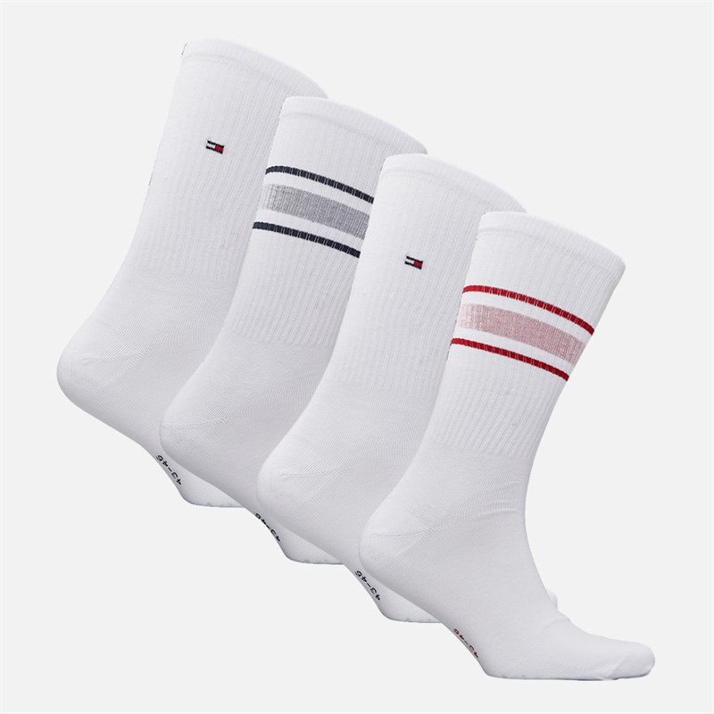 Tommy Hilfiger Mens Four Pack Gift Box Crew Socks White