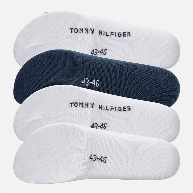 Tommy Hilfiger Mens Logo Stripe Four Pack Trainer Socks White/Navy