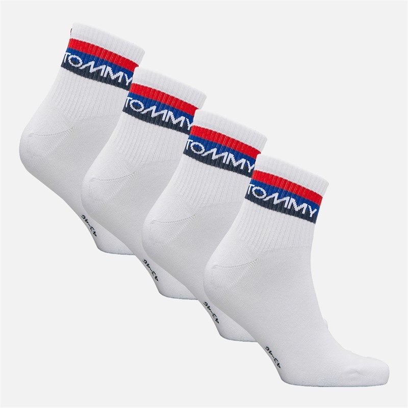 Tommy Hilfiger Mens Four Pack Quarter Socks White