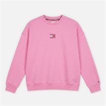Tommy Hilfiger Girls Rhinestone Sweatshirt Pink Stripe