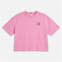 Tommy Hilfiger Girls Rhinestone T-Shirt Pink Stripe