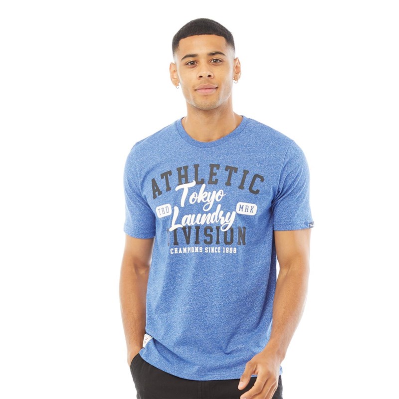 Tokyo Laundry Męskie Runner T-Shirt Niebieski
