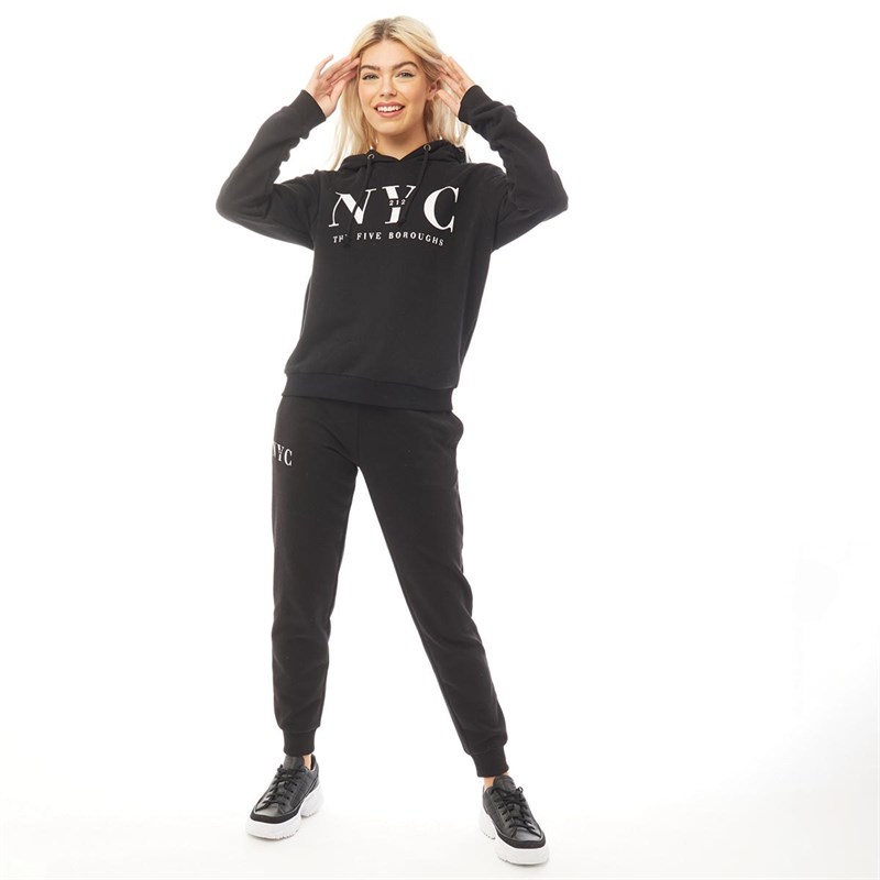 Tokyo Laundry Damskie NYC Borough Bluza z Kapturem Czarny