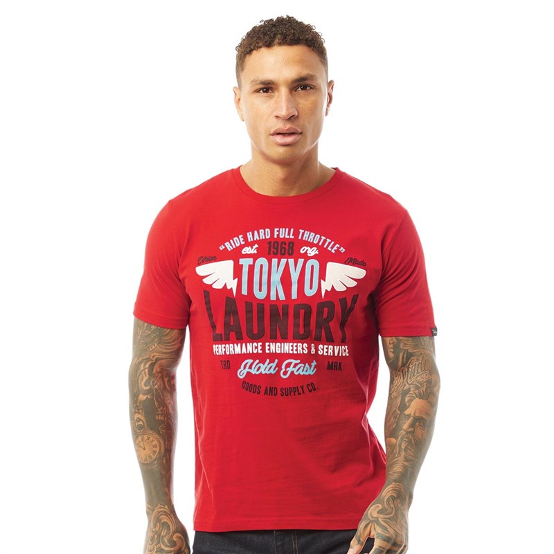 Tokyo Laundry Mens Ferndale T-Shirt Barbados Cherry