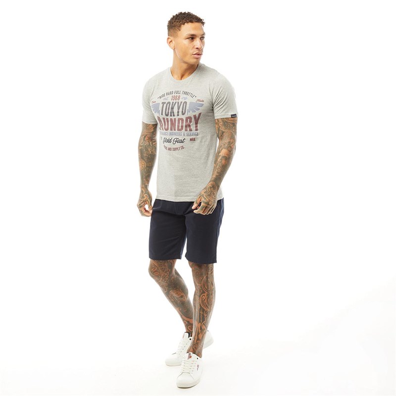 Tokyo Laundry Mens Ferndale T-Shirt Light Grey Marl