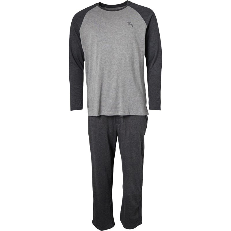 Tokyo Laundry Mens Farlov Long Sleeve Top And Pants Lounge Set Mid Grey Marl