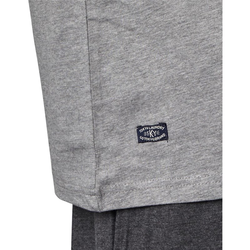 Tokyo Laundry Mens Farlov Long Sleeve Top And Pants Lounge Set Mid Grey Marl