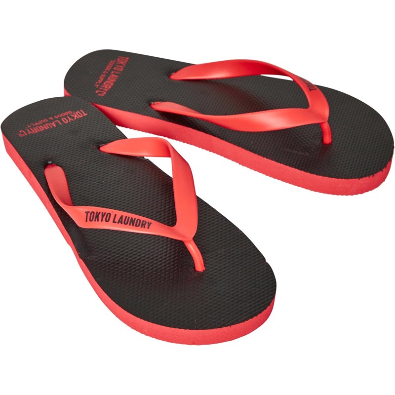 Tokyo Laundry Mens Urswicke Swim Shorts And Flip Flops Set Black