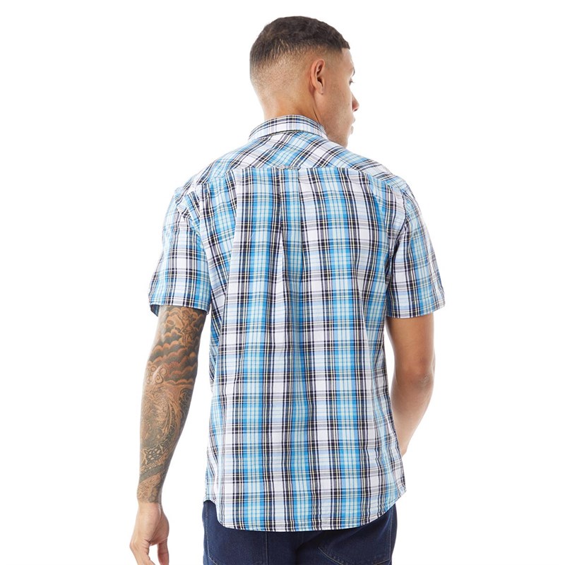 Tokyo Laundry Mens Baltra Short Sleeve Shirt White/Jade Check