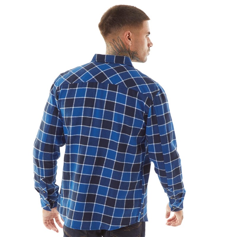 Tokyo Laundry Mens Yosemite Long Sleeve Shirt Estate Blue Check