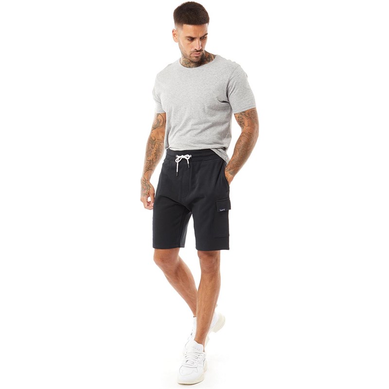 Tokyo Laundry Mens Siding Multi Pocket Jersey Shorts Black