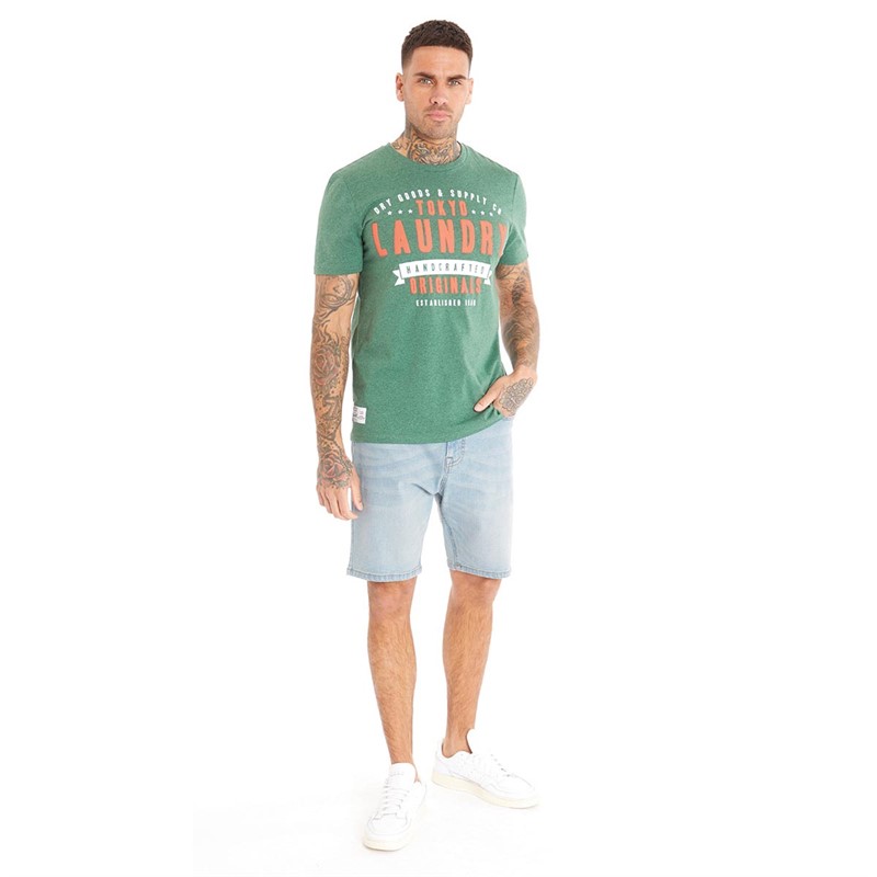 Tokyo Laundry Mens Imperium T-Shirt Dark Green Grindle