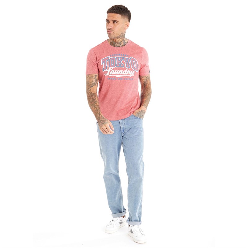 Tokyo Laundry Mens Prema T-Shirt Light Red Grindle