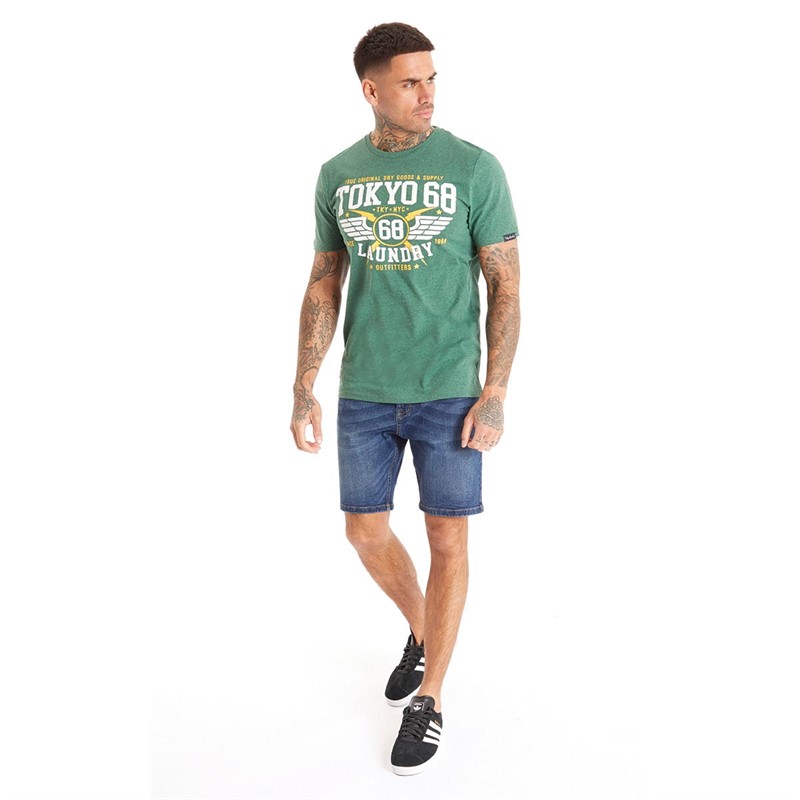 Tokyo Laundry Mens Boxed T-Shirt Dark Green Grindle