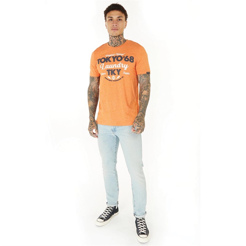 Tokyo Laundry Mens Watcher T-Shirt Orange Grindle
