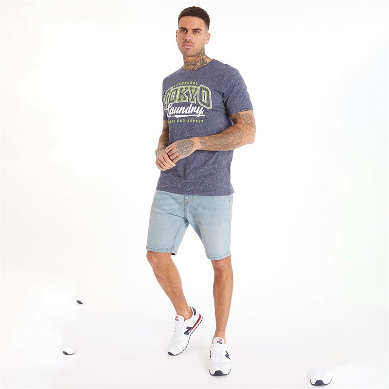 Tokyo Laundry Mens Prema T-Shirt Navy Grindle