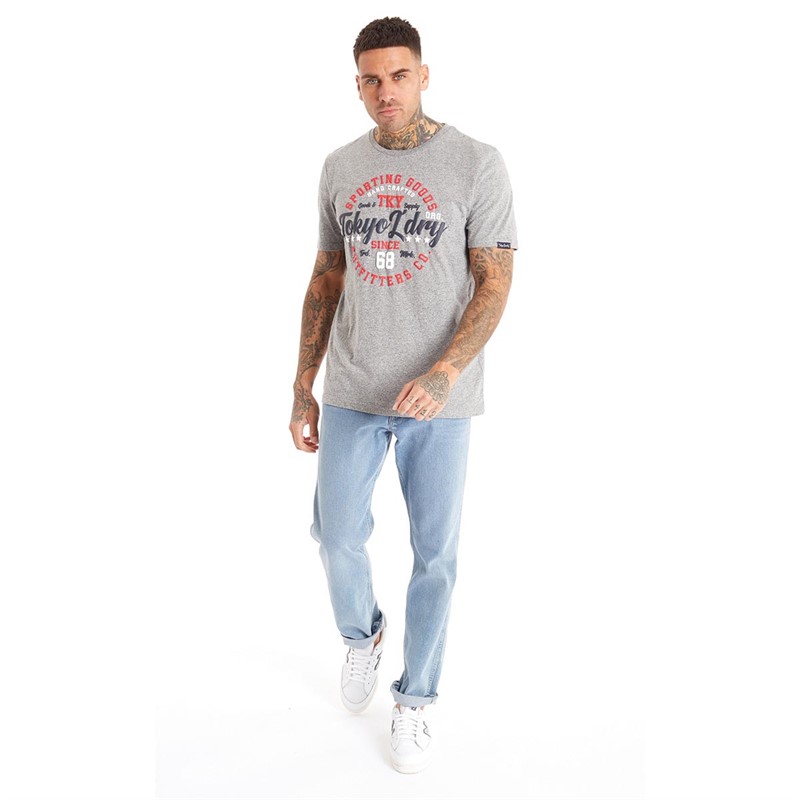 Tokyo Laundry Mens Stars 68 T-Shirt Light Grey Grindle