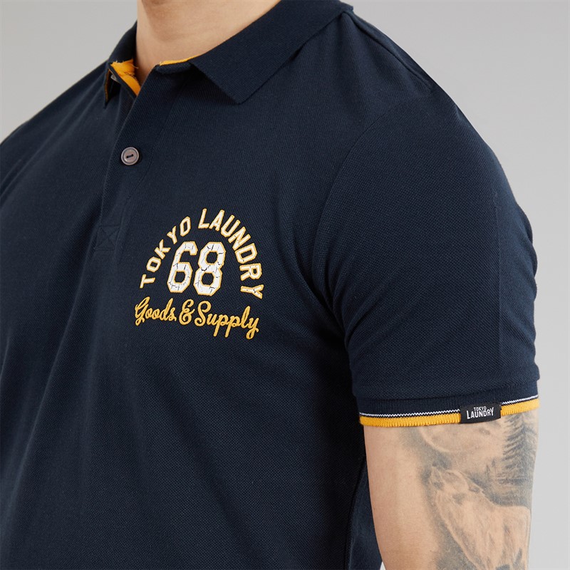 Tokyo Laundry Mens Sporty Polo Shirt Navy