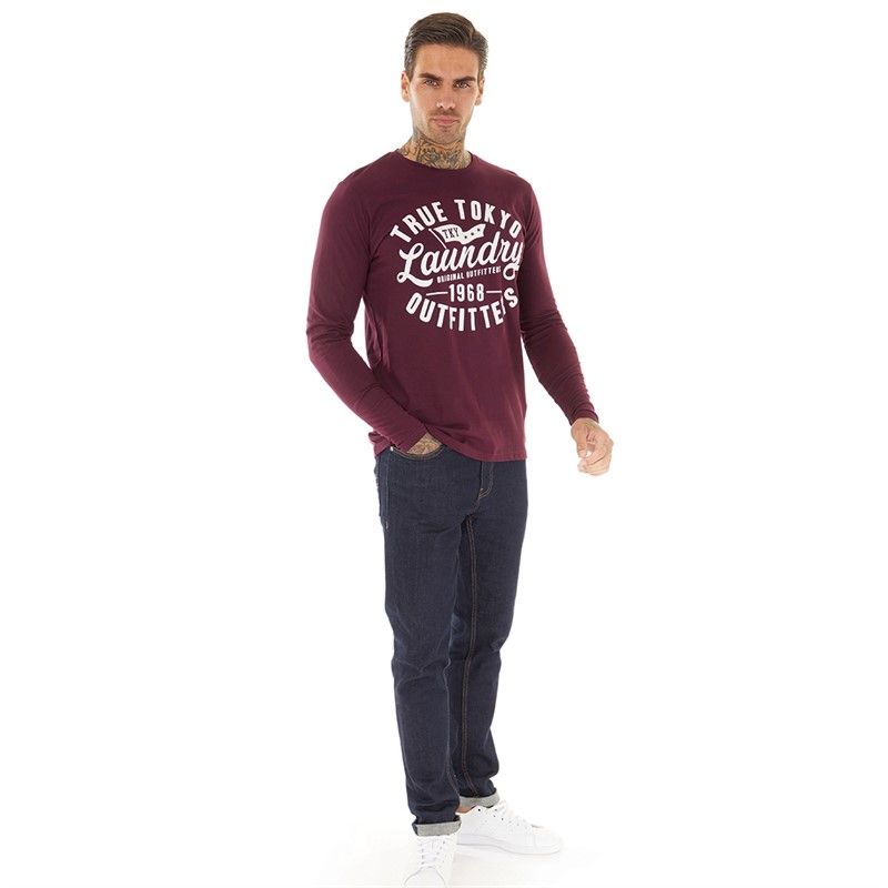 Tokyo Laundry Mens Revo Long Sleeve Top Burgundy