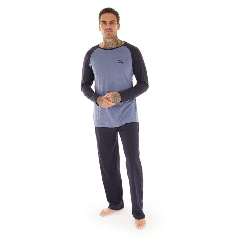 Tokyo Laundry Mens Tudor Loungewear Set Denim Marl