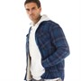 Tokyo Laundry Mens Kotka Sherpa Lined Cotton Flannel Checked Overshirt Blue