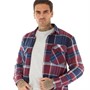 Tokyo Laundry Mens Pokhara Sherpa Lined Cotton Flannel Checked Overshirt Red/Navy
