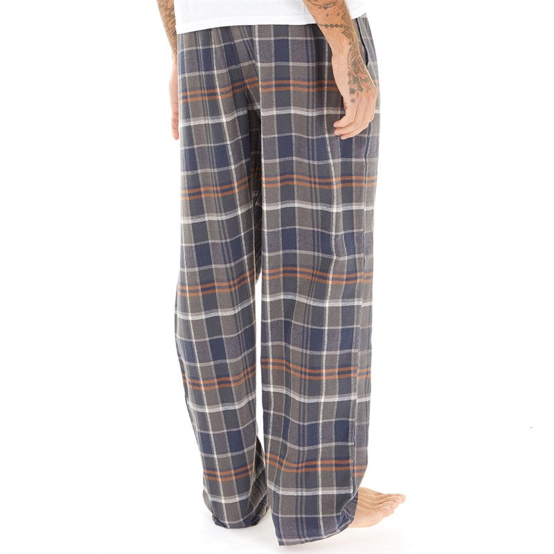 Tokyo Laundry Mens Leslie Checked Flannel Cotton Lounge Pants Grey/Navy