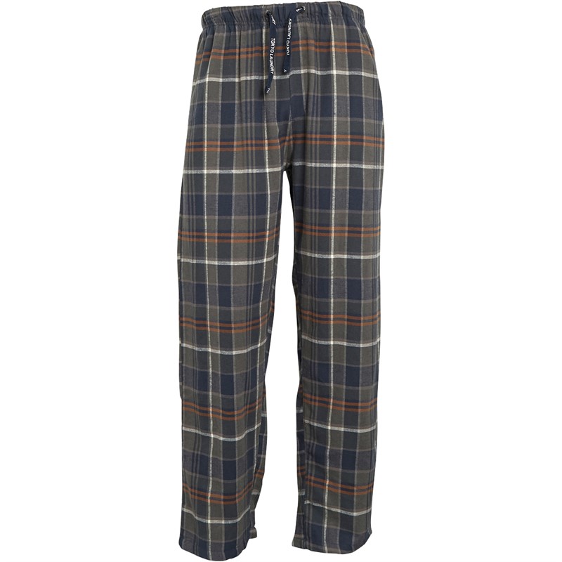 Tokyo Laundry Mens Leslie Checked Flannel Cotton Lounge Pants Grey/Navy