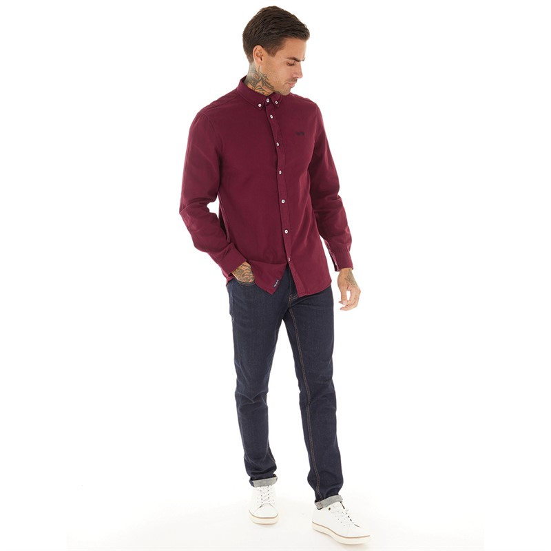 Tokyo Laundry Mens Holkham Long Sleeve Shirt Burgundy