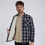 Tokyo Laundry Mens Tornio Sherpa Lined Cotton Flannel Checked Overshirt Black